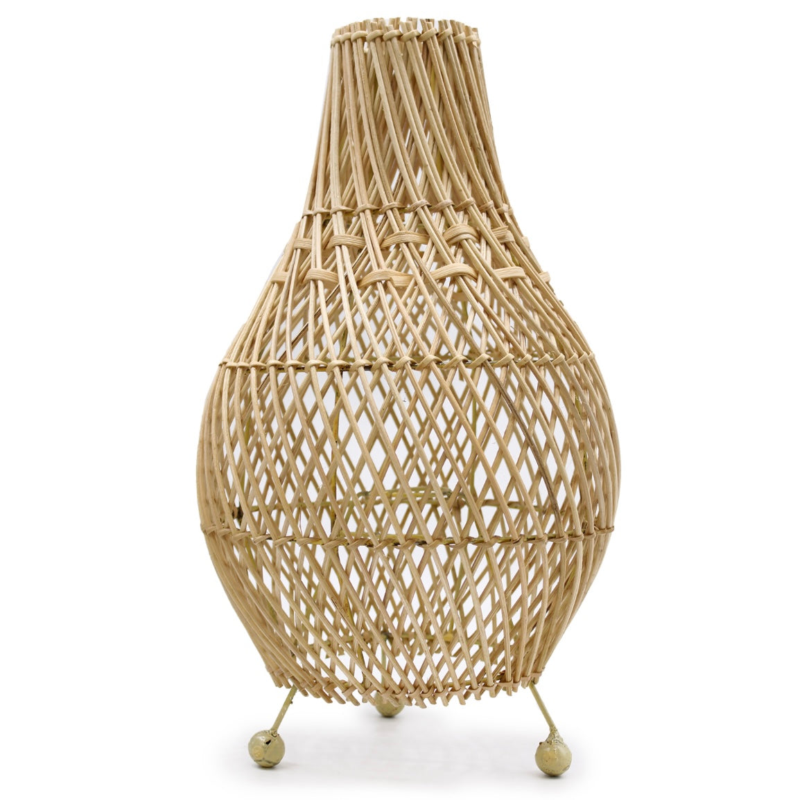 Lampe en Rotin Naturel – Lampe de Table Artisanale avec Motif Tressé