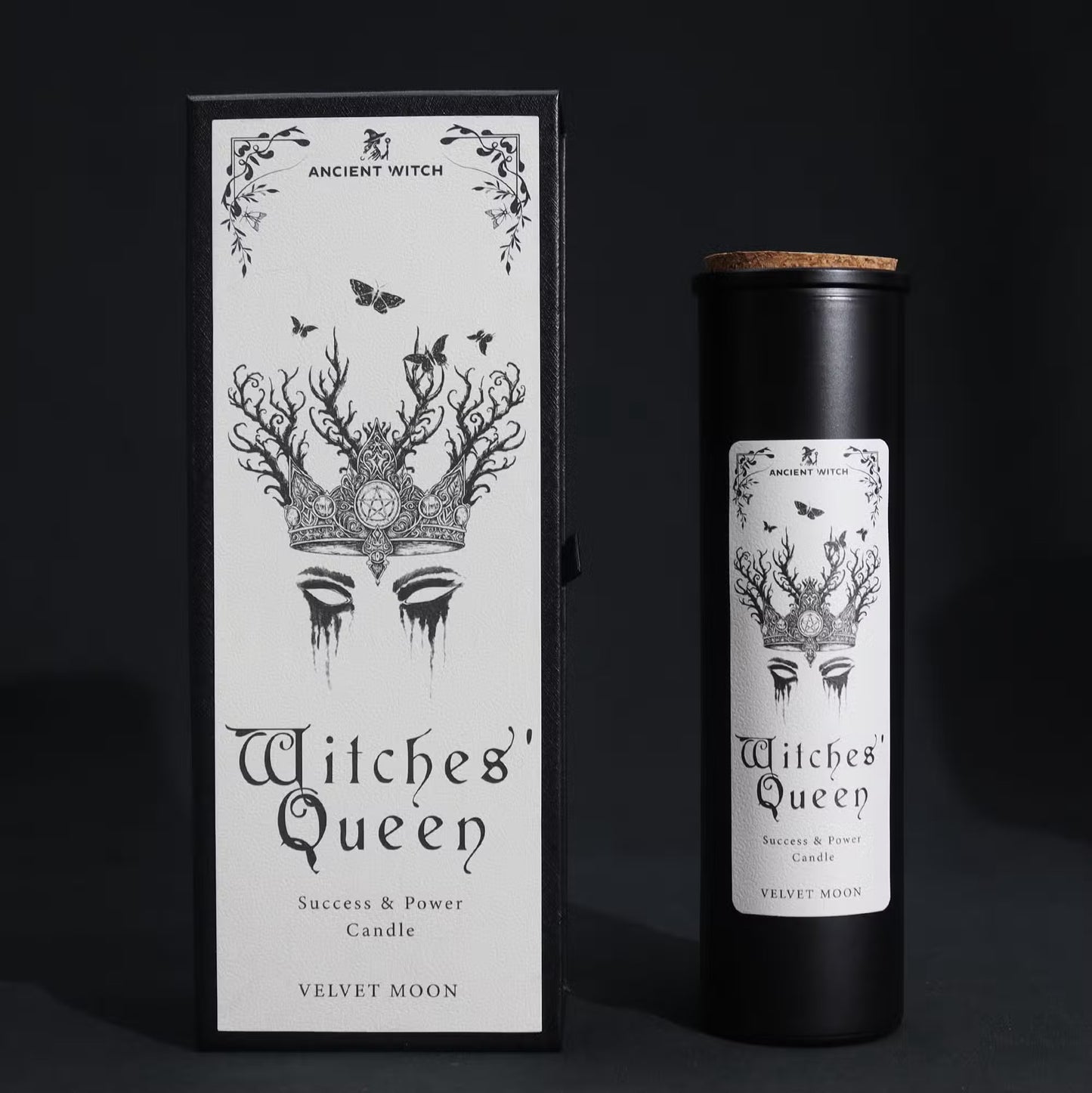 Bougie de purification de sorcières anciennes – Reine des sorcières – Lune de Velours – Succès & Puissance