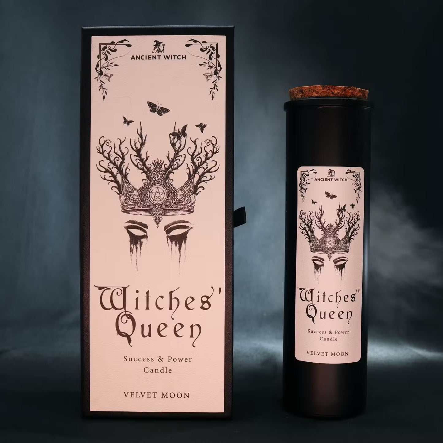 Bougie de purification de sorcières anciennes – Reine des sorcières – Lune de Velours – Succès & Puissance