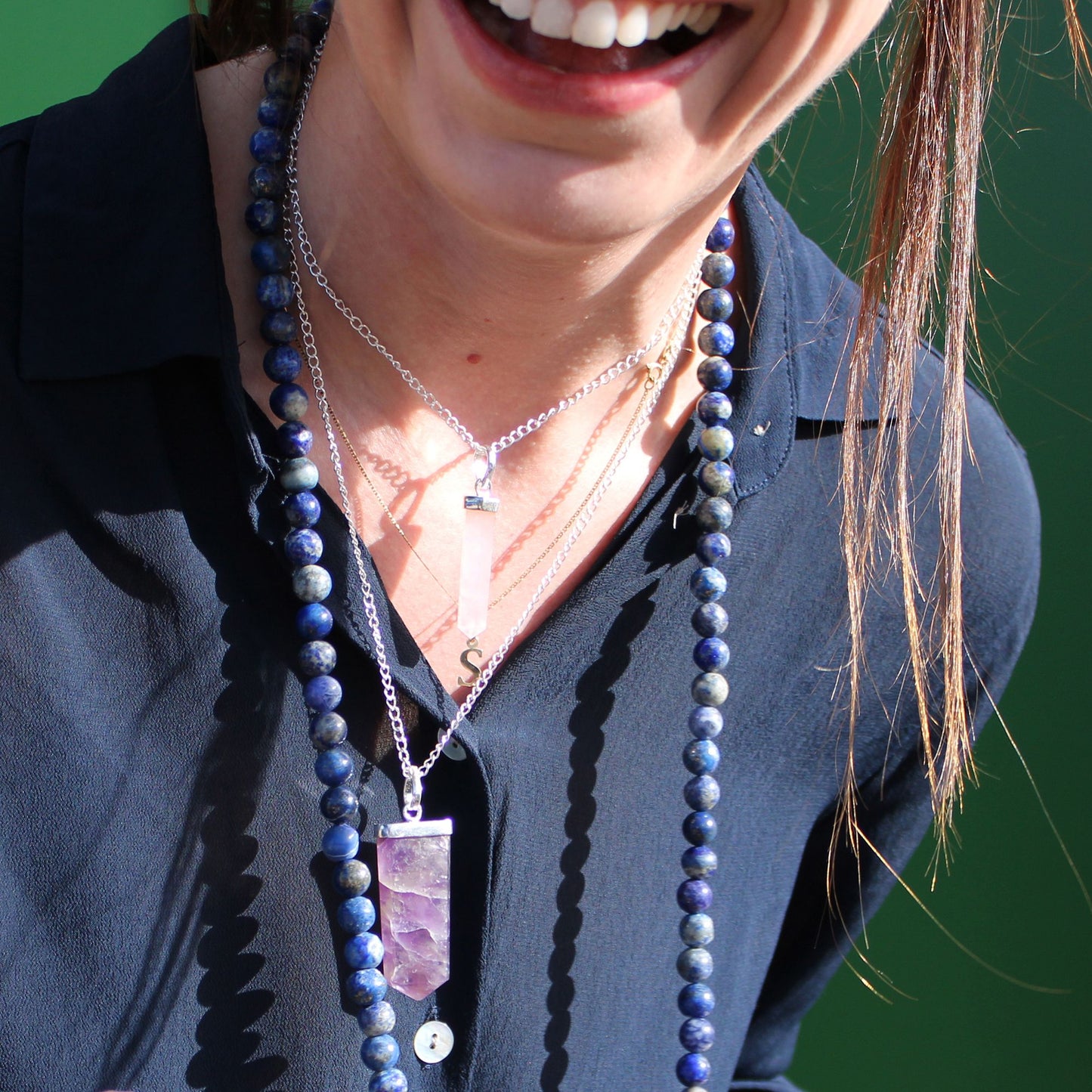 Gemstone Classic Point Pendant - Rose Quartz