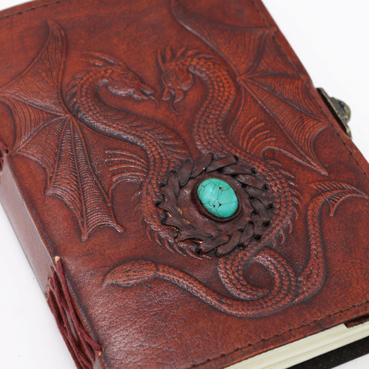 Two Dragons- Esoteric Notebook - Red Tan - 200 pages Stich Edge- 17.5x12.5x3cm