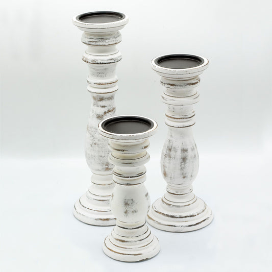 Classic Candle Stand - Whitewash - 30x10cm - Medium