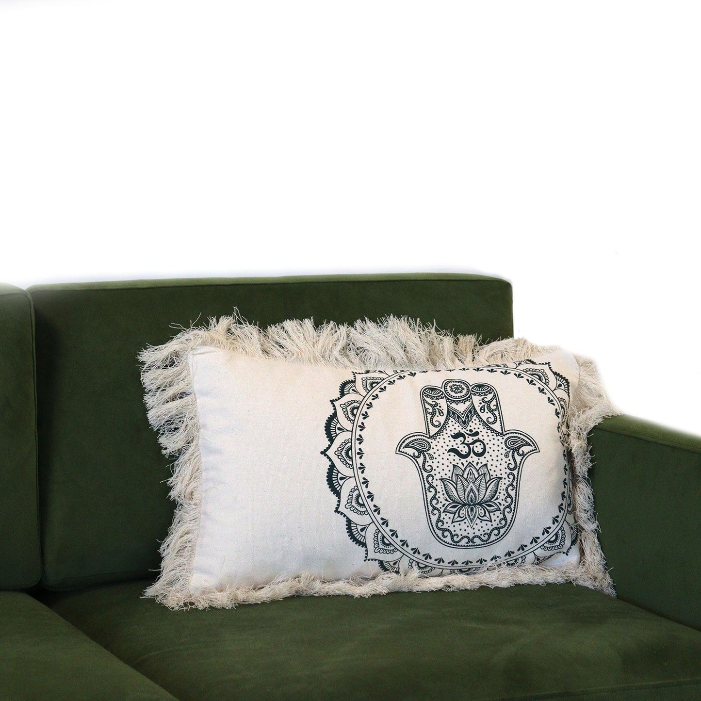 Hamsa Mandala Cushion - 30x50cm - green