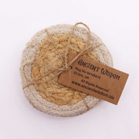 Natural Coaster - Jute & Cotton 10cm (set of 4) - Ivory Boarder