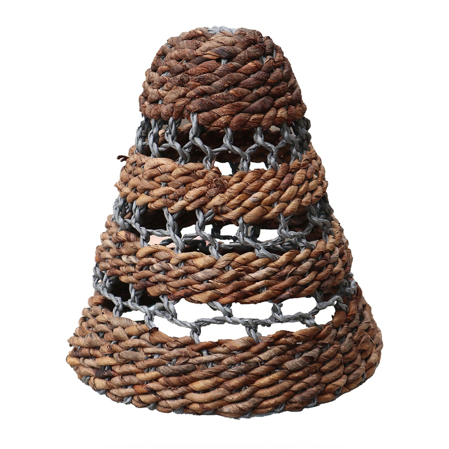 Large Natural Banana Leaf & Abu-Abu Raffia Lamp Shade - H:36xD:34cm