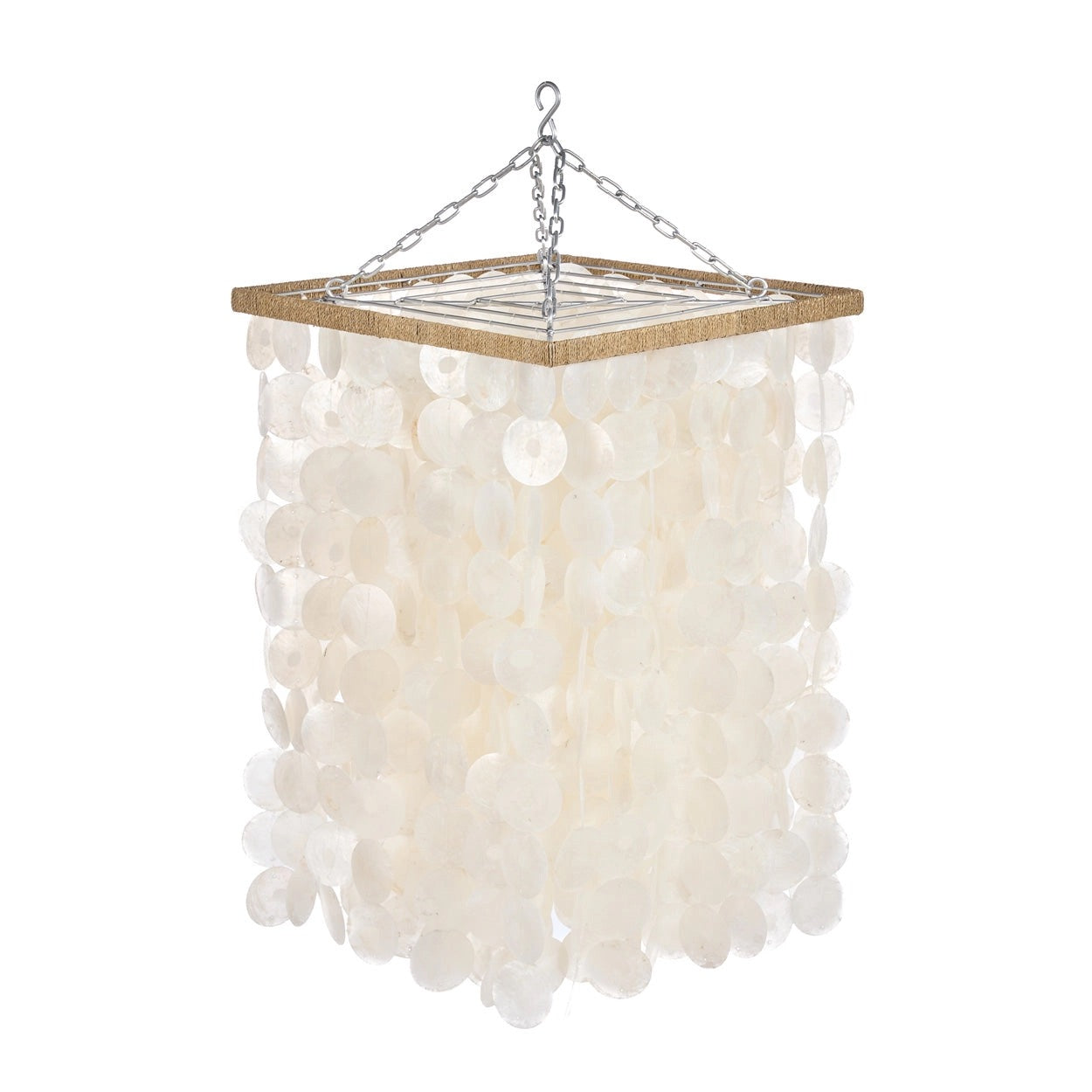 Lustre Balinais en Perles de Nacre - Murmures au Clair de Lune - Naturel (Taille M)