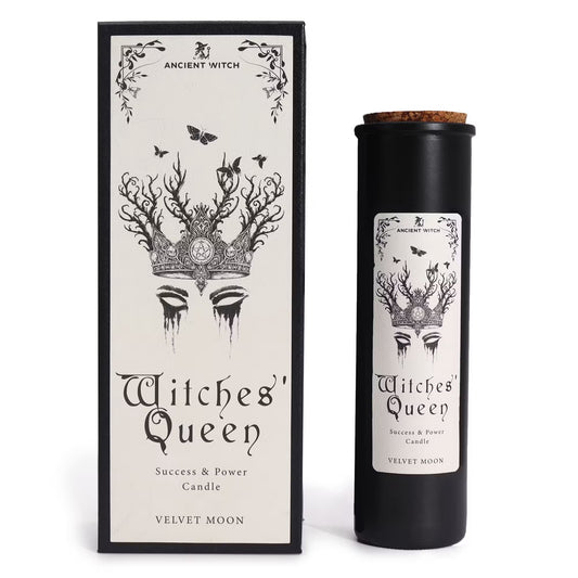 Bougie de purification de sorcières anciennes – Reine des sorcières – Lune de Velours – Succès & Puissance