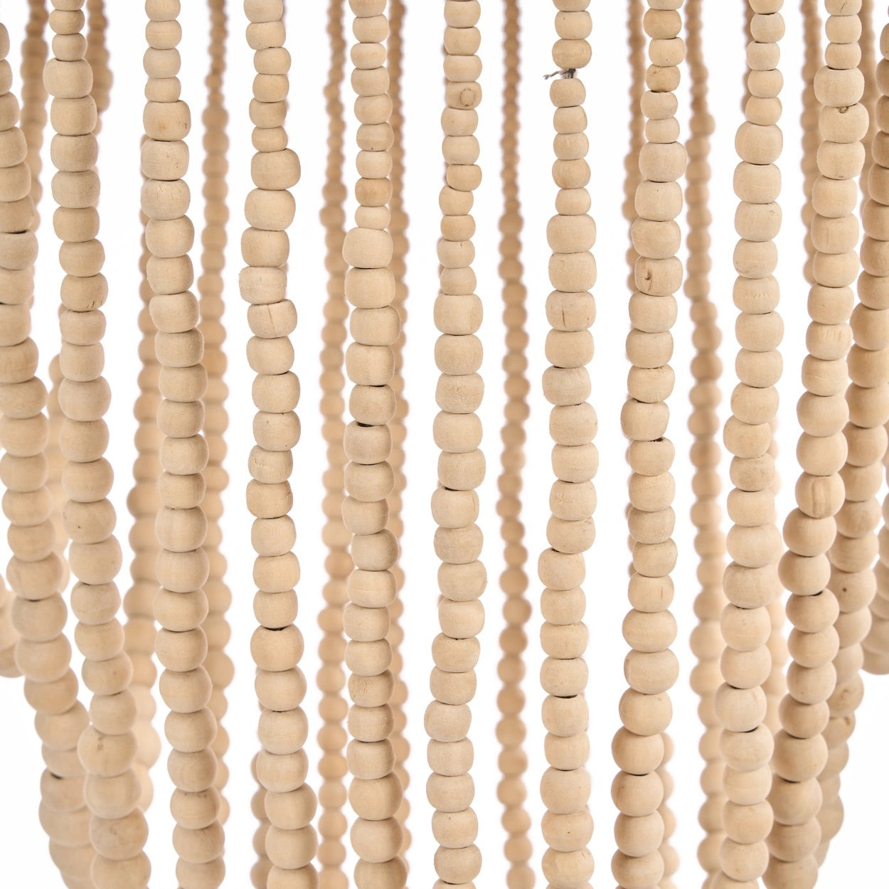 Grand Lustre en Perles de Bois Naturel - Suspension Boho Chic (Taille L)