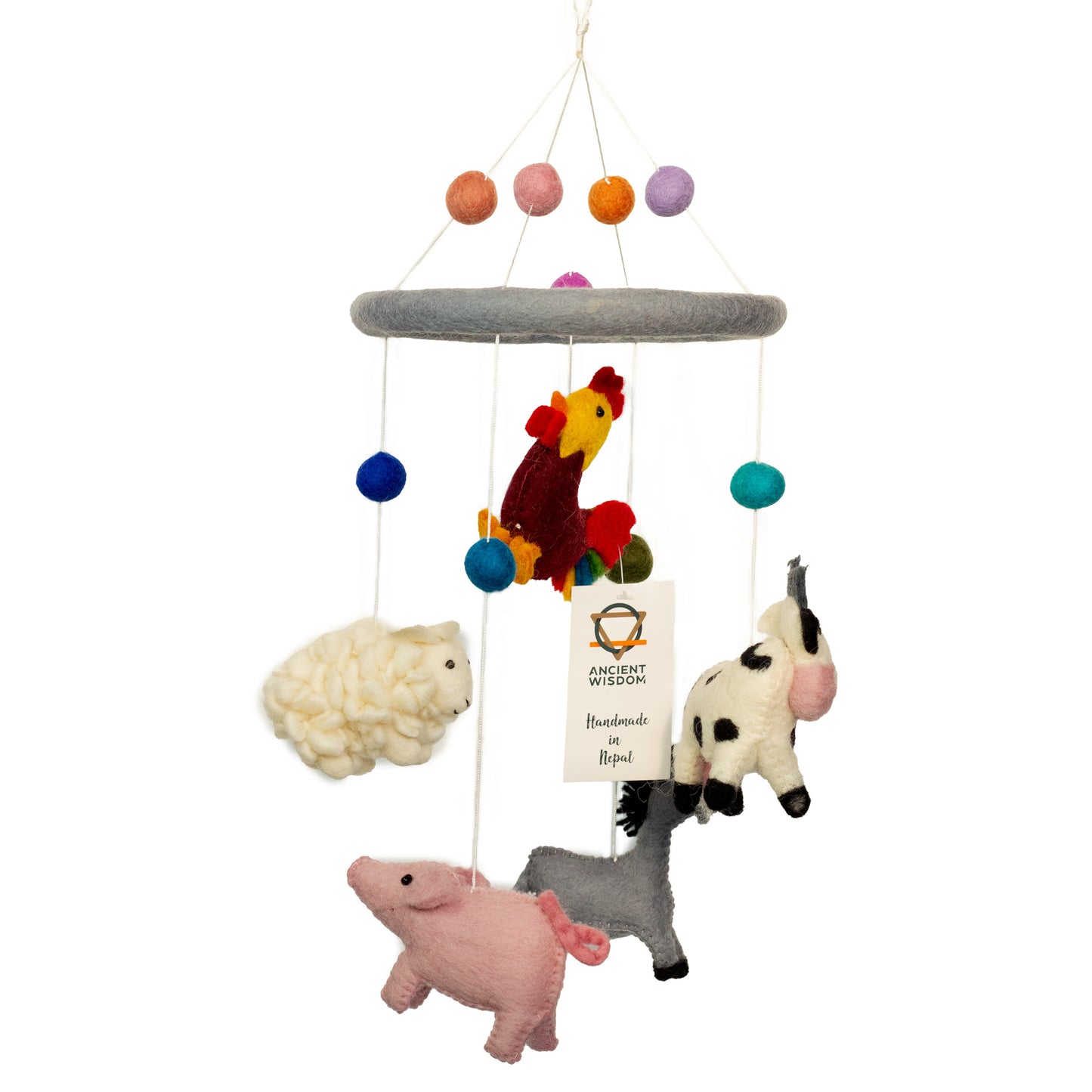 Mobile en feutre fait main Animaux de la ferme – Décoration pour chambre de bébé par Terre d'Artisanat
