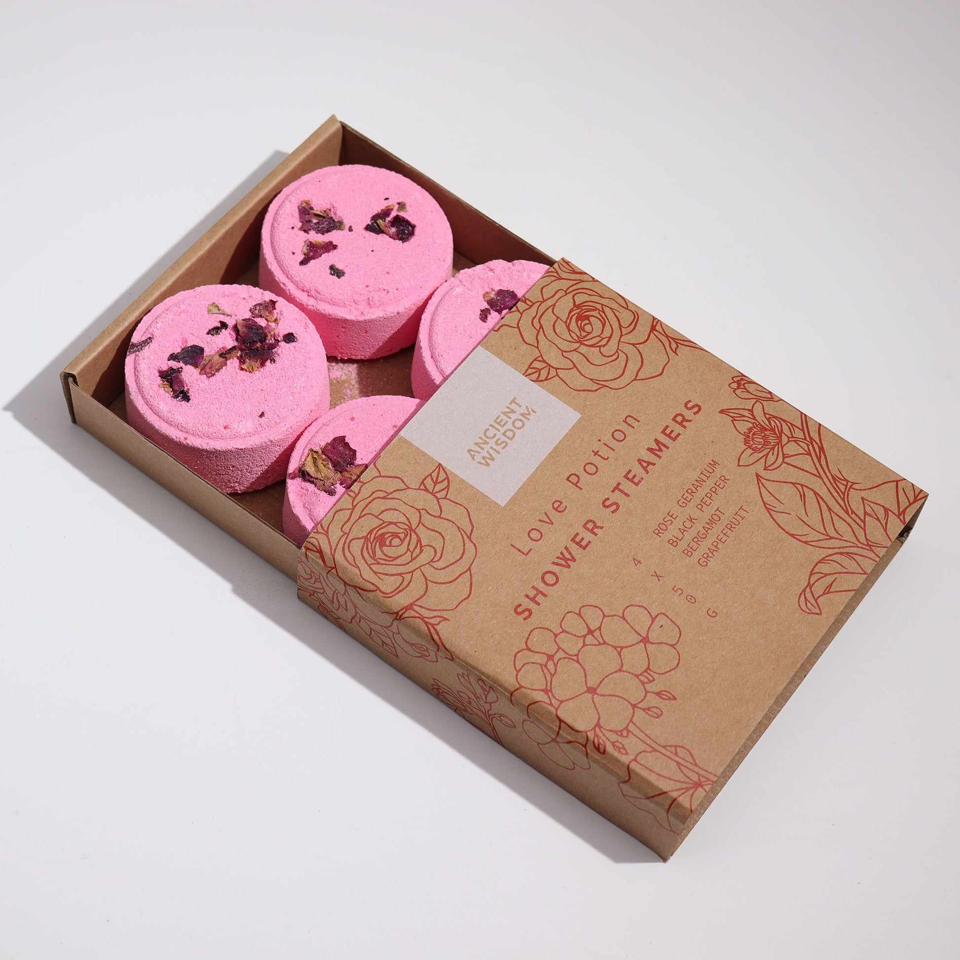 Zen Shower Steamers - Therapy Wellness Quartet - Love Potion (Pinky Red)
