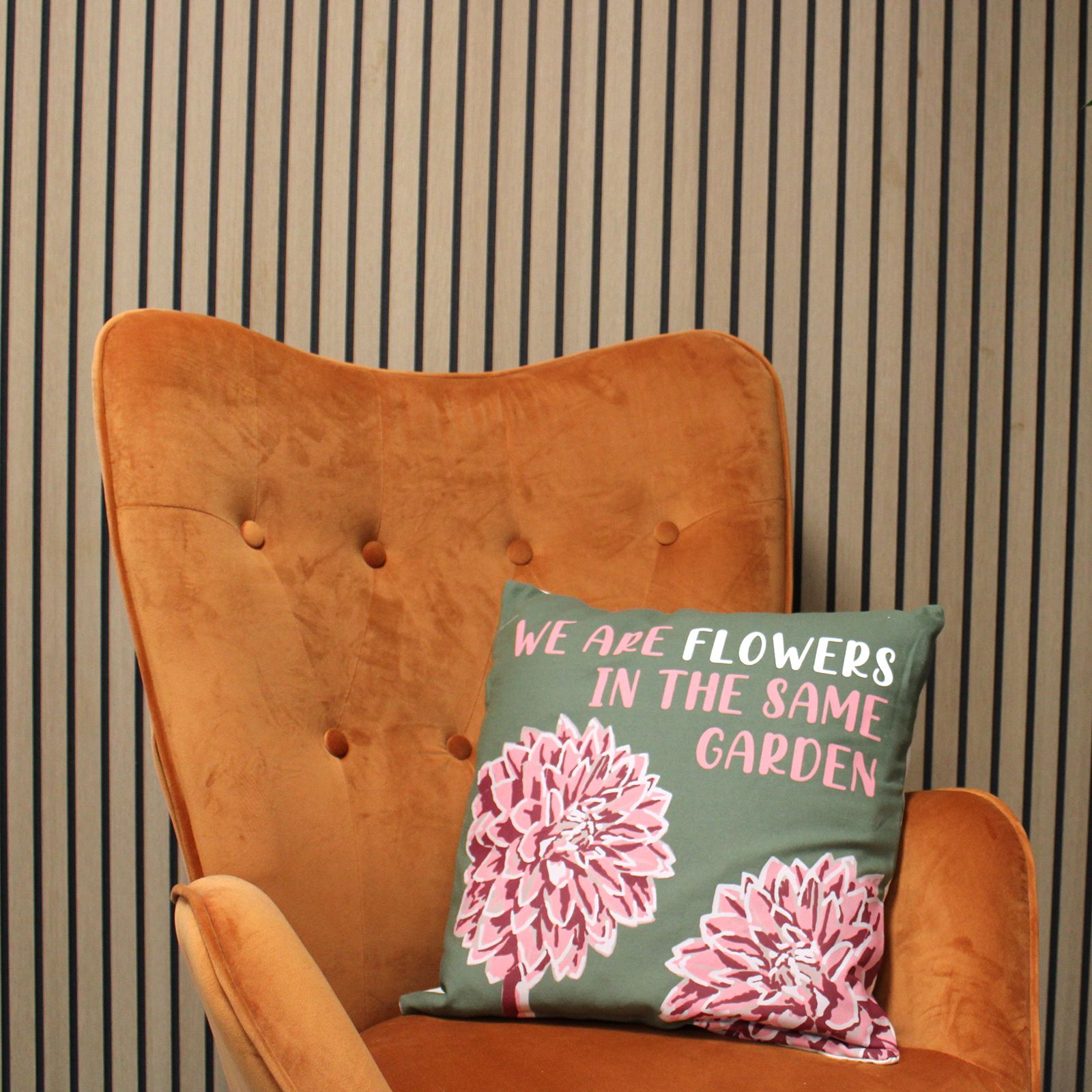 Printed Cotton Cushion Cover - We are Leaves - Natural