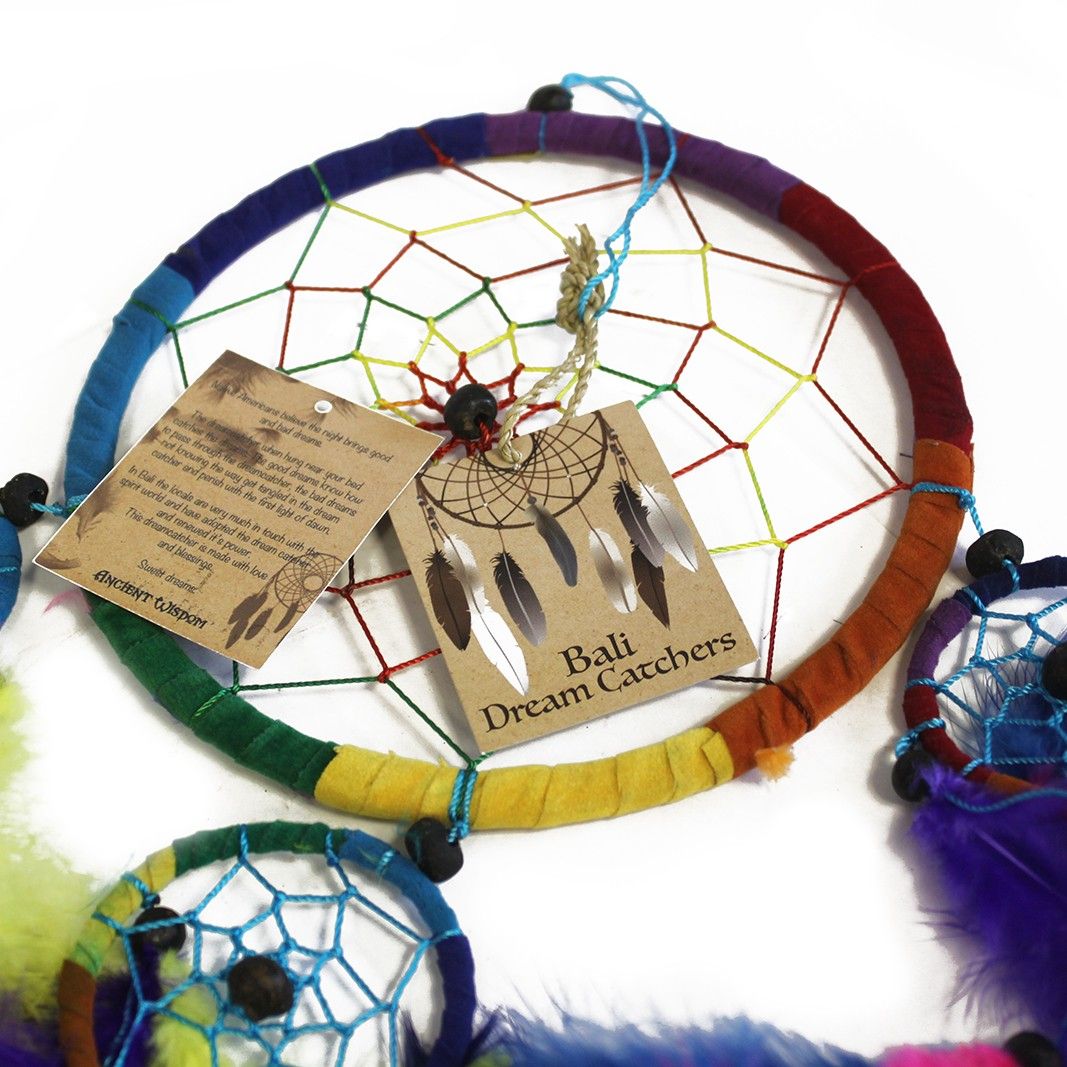 Bali Dreamcatcher - Small Heart - Turq/Pink/Purp
