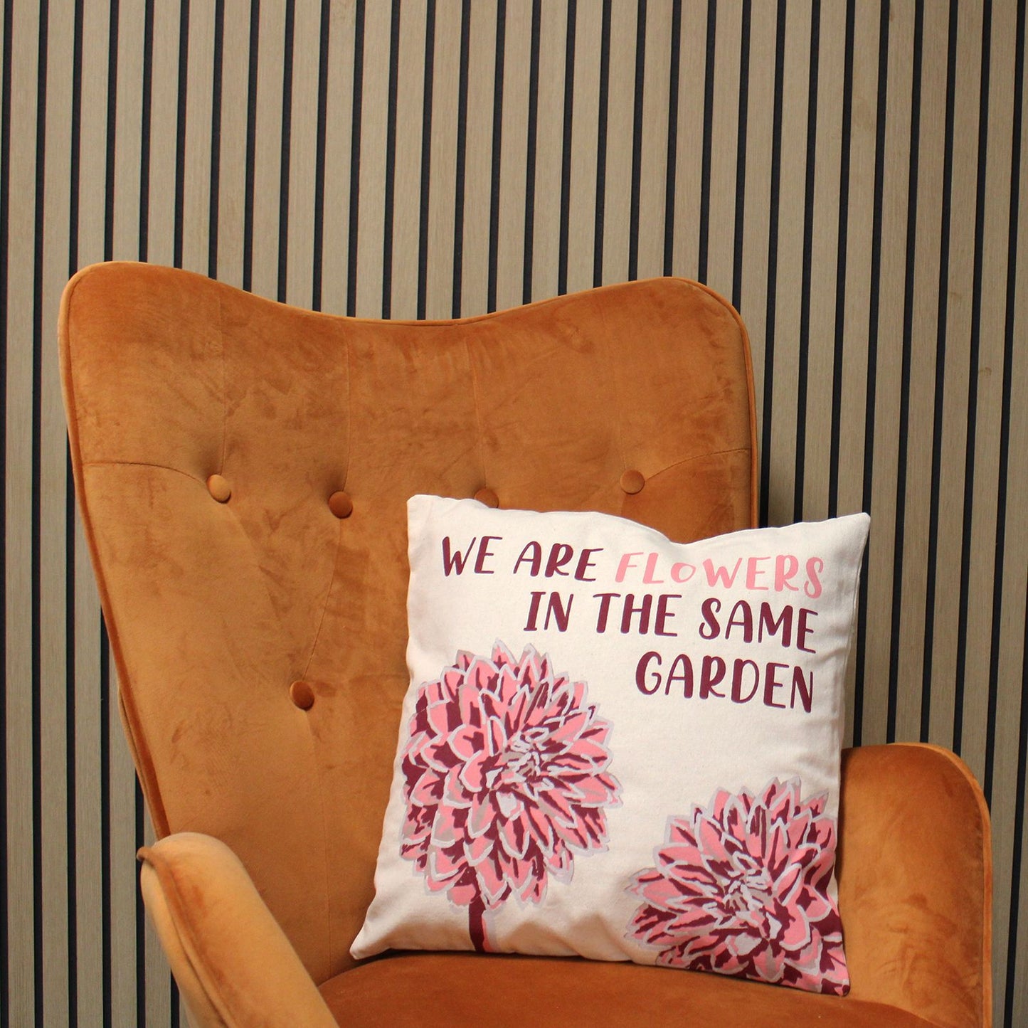 Printed Cotton Cushion Cover - We are Leaves - Natural